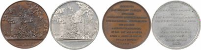 null Défense de Mazagran en 1840 : lot de 2 médailles de Montagny, bronze et étain...