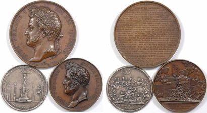 null Défense de Mazagran en 1840 : lot de 3 médailles, par Borrel et Montagny en...