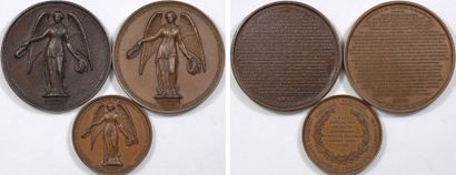 null Défense de Mazagran en 1840 : lot de 3 médailles variées représentant la statue...