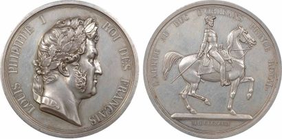 null Ferdinand d'Orléans, médaille argent du Monument d'Alger du duc d'Orléans, 1842...