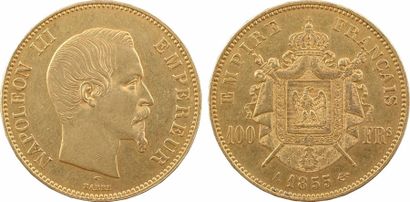 null Second Empire, 100 francs tête nue, 1855 Paris - TTB - - Or - 35,0 mm - 32,20...