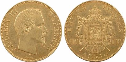 null Second Empire, 100 francs tête nue, 1855 Paris - TTB+ - - Or - 35,0 mm - 32,24...