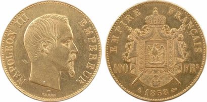 null Second Empire, 100 francs tête nue, 1858 Paris - SUP - - Or - 35,0 mm - 32,20...