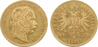 null Autriche, François-Joseph Ier, 8 florins ou 20 francs, 1881 Vienne - SUP - -...