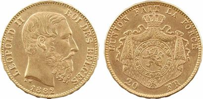null Belgique (royaume de), Léopold II, 20 francs, 1882 Bruxelles - SUP - - Or -...