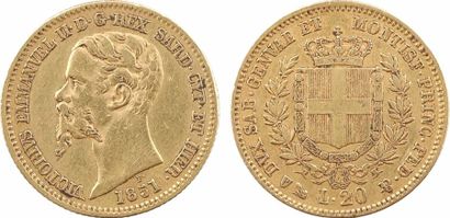 null Italie, Victor-Emmanuel II, 20 lire, 1851 Gênes - TTB - - Or - 21,0 mm - 6,41...