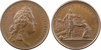 null Louis XIV, la paix avec Alger, par Mauger, 1684 Paris - SUP+ - - Bronze - 41,0...