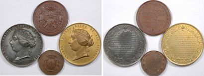 null Espagne, Isabelle II, Guerre d'Afrique de 1860, lot de 4 médailles dont 1 en...