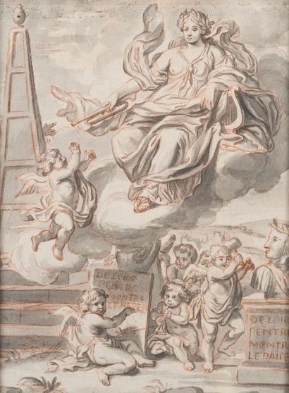 null Nicolas Pierre LOIR (Paris 1624 – 1679) Projet de frontispice : Allégorie des...