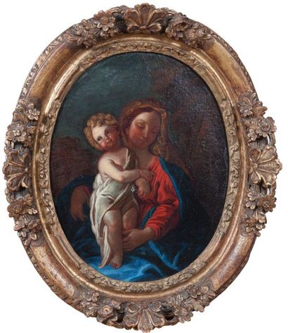 null Ecole FRANCAISE vers 1700, suiveur de Charles de LA FOSSE Vierge à l’Enfant...