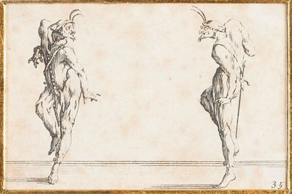 null Jacques CALLOT (1592-1635) Les deux Pantalons se regardant, d’après La Commedia...