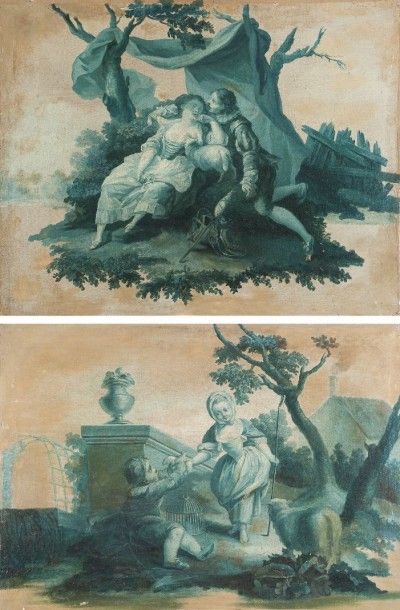 null Ecole FRANCAISE du XVIIIe siècle, suiveur de Jean Honoré FRAGONARD Scènes pastorales...