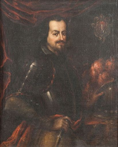 null Attribué à Giovanni Bernardo CARBONE (1616 - 1683) Portrait d’un militaire Toile....