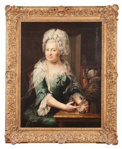 null Attribué à Johann Melchior WYRSCH (1732 - 1798) Portrait de femme au cabinet...