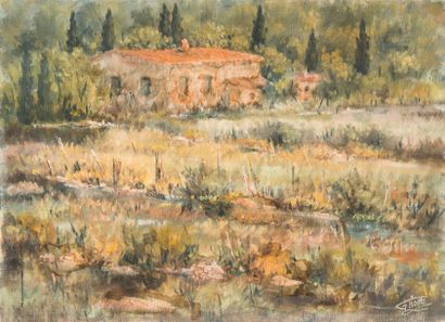 Félix TISOT (1909-1979) Paysage provençal - Huile sur toile, signée en bas à droite...