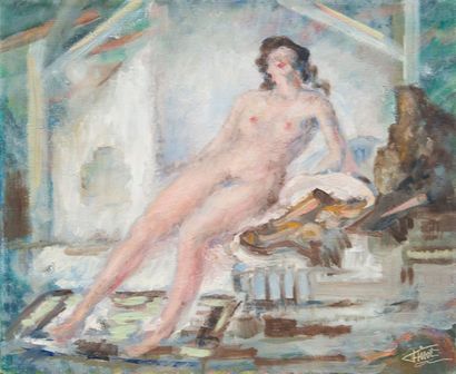 Félix TISOT (1909-1979) Nu - Huile sur toile, signée en bas à droite - 50x61 cm -...