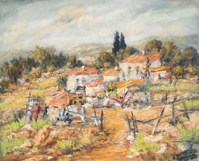 Félix TISOT (1909-1979) Maison en Provence - Huile sur toile, signée en bas à droite...
