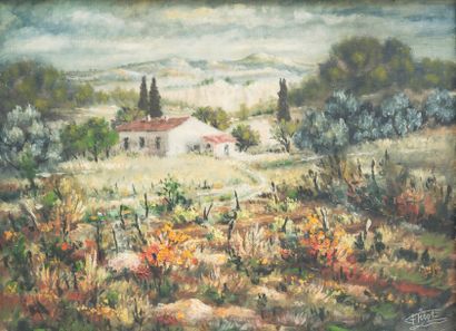 Félix TISOT (1909-1979) Maison en Provence - Huile sur toile, signée en bas à droite...