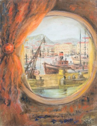 Félix TISOT (1909-1979) Voyage - Huile sur toile, signée en bas à droite - 65x54...