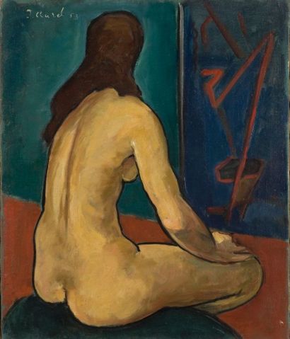 Jean AUREL (1907-1982) Nu assis, Huile sur toile, signé en haut à gauche. 65 x 54...