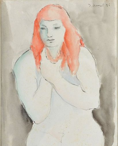 Jean AUREL (1907-1982) Nu de femme, aquarelle et crayon, 1951 signé en haut à droite....