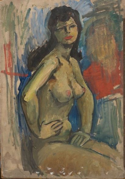 Jean AUREL (1907-1982) Nu de femme, Huile sur panneau. 79 x 55 cm