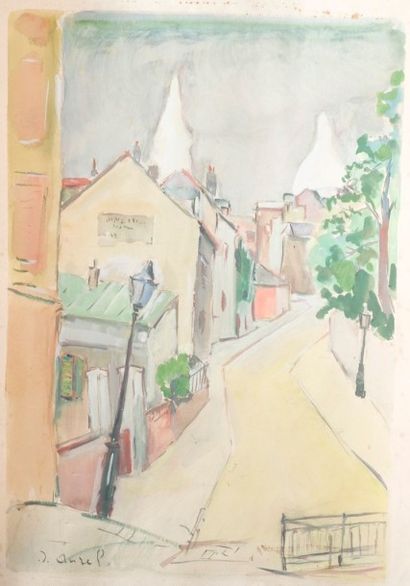 Jean AUREL (1907-1982) Vue de village, Huile sur toile, . 55,5 x 38. On y joint une...