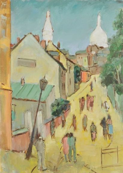 Jean AUREL (1907-1982) Vue de village, Huile sur toile, . 55,5 x 38. On y joint une...