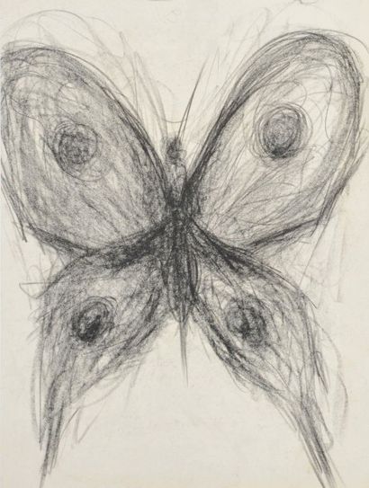 Jean AUREL (1907-1982) Papillon, crayon gras. 51,5 x 38,5 cm