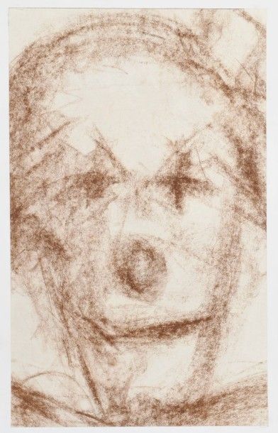Jean AUREL (1907-1982) Clown rieur, crayon gras. 46 x 28 cm
