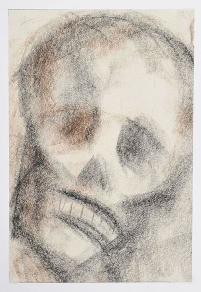 Jean AUREL (1907-1982) Crâne, crayon gras. 41 x 28,5 cm