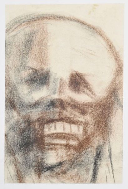 Jean AUREL (1907-1982) Crâne, crayon gras. 47,5 x 31,5 cm