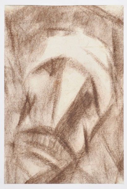 Jean AUREL (1907-1982) Crâne, crayon gras. 43,5 x 29,5 cm