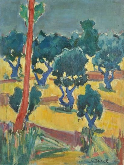 Jean AUREL (1907-1982) Paysage, Huile sur toile, signé en bas à droite.65 x 53 c...