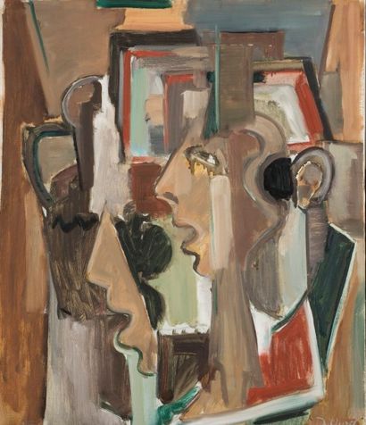 Jean AUREL (1907-1982) Portrait, Huile sur toile, signé en bas à droite. 55 x 46...