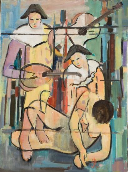 Jean AUREL (1907-1982) Personnages, Huile sur toile, monogrammée en bas à droite....