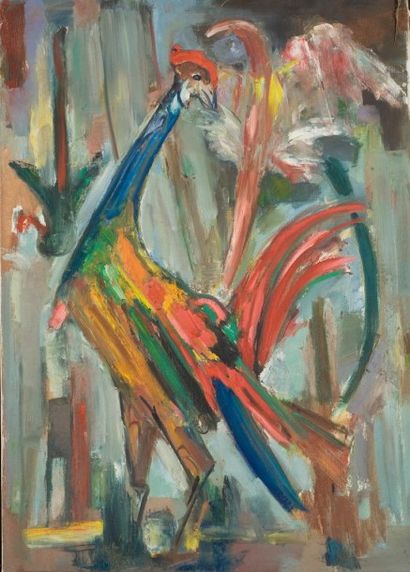 Jean AUREL (1907-1982) Coq, Huile sur toile, 93 x 65 cm