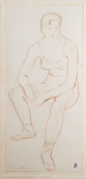 Jean AUREL (1907-1982) Danseuse, crayon gras monogrammé en bas à droite . 51 x 23,5...