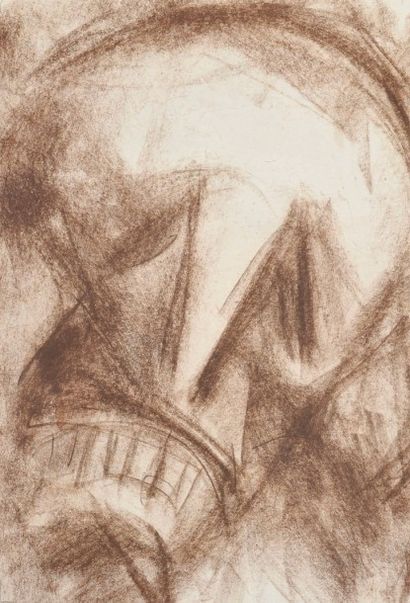 Jean AUREL (1907-1982) Crâne, crayon gras. 47 x 30,5 cm