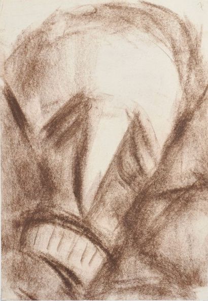 Jean AUREL (1907-1982) Crâne, crayon gras. 50 x 34,5 cm