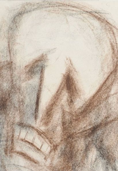 Jean AUREL (1907-1982) Crâne, crayon gras. 46,5 x 32 cm