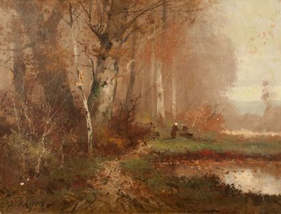 null LIEVIN Jacques (dit Eugène GALIEN-LALOUE) (1854-1941). Paysage. Huile sur toile,...