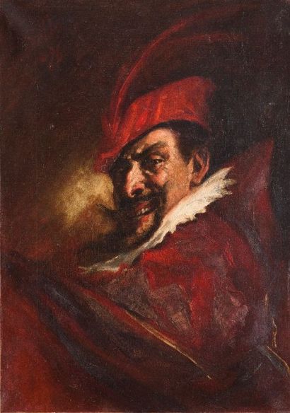 null Benito BELLI (Italien XIXe). Mephisto. Huile sur toile, signée en haut à gauche....