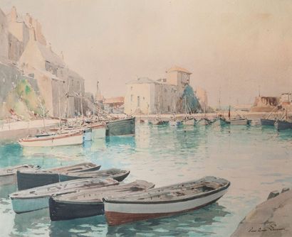 null Paul-Emile LECOMTE (1842-1920). Port. Aquarelle sur papier signé en bas à droite....