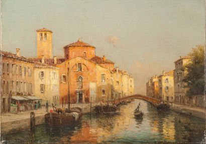 null Antoine BOUVARD (1870-1956). Canal à Venise. Huile sur toile, signé en bas à...