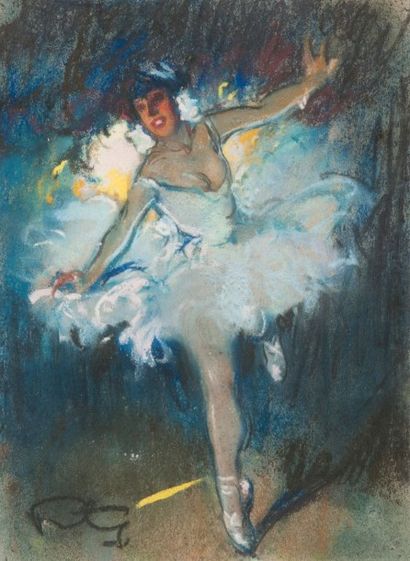 null Louis FORTUNEY (1878 - 1950). Danseuse. Pastel, monogrammé en bas à gauche....