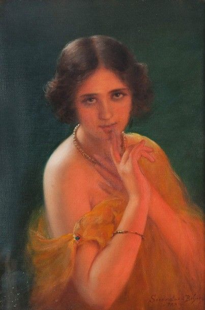 null Louis SERENDAT «DE» BELZIM (1854-1933). Portrait de jeune fille. Huile sur toile,...