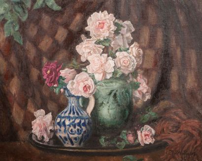 null D. O. WIDHOFF (1867 - 1933). Nature morte aux fleurs. Huile sur toile signée...