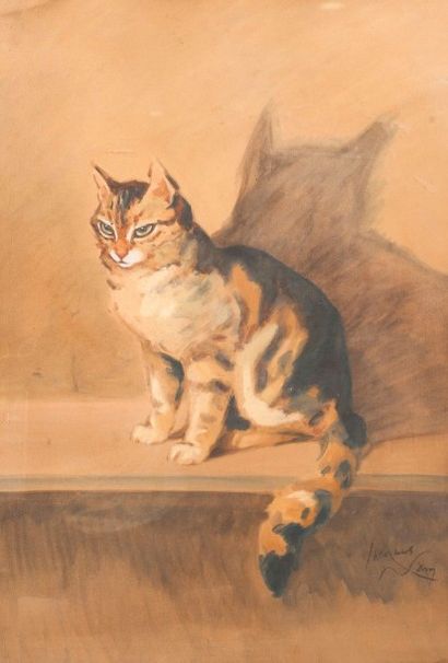 null Jacques NAM (1881-1974). Le chat. Aquarelle, signée en bas à droite. 77 x 52...