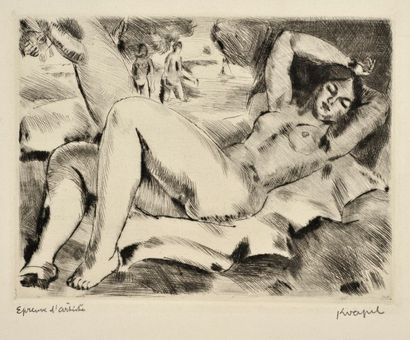 null Charles KVAPIL (1884/1957)

Baigneuse étendue

Eau forte en noir, épreuve d'artiste...